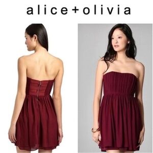 Alice and Olivia Mckell Pleated Double Column Cocktail Dress